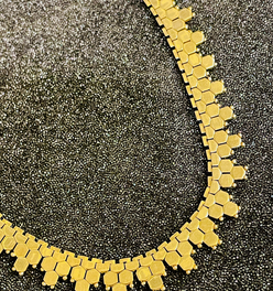 Vintage yellow 18K honeycomb link collar necklace, 16.5 inch