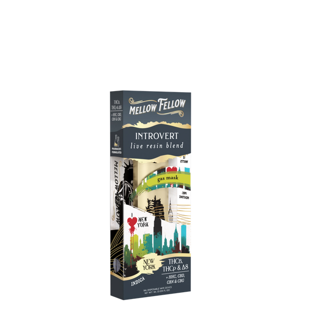 Introvert Blend - Destination: NYC - Live Resin 1ml Disposable Vape - Gas Mask (Indica)-gallery-36335902490830