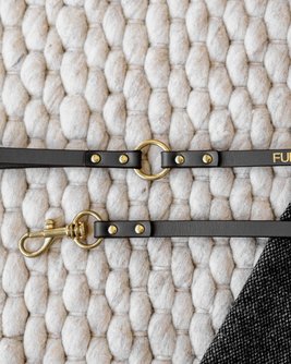 Cannon Charcoal Leather Dog Leash