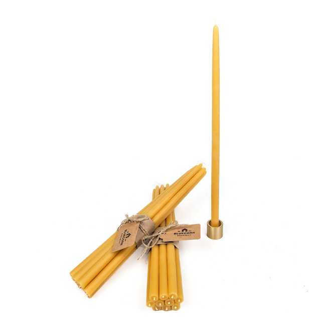 Hand-Dipped Thin Beeswax Tapers-gallery-40667265532150