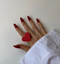 Faux leather heart adjustable ring