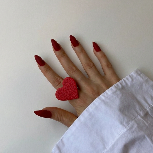 Faux leather heart adjustable ring-gallery-45115011432706