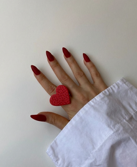 Faux leather heart adjustable ring