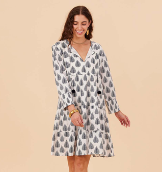 Makena Navy Cotton Tiered Dress