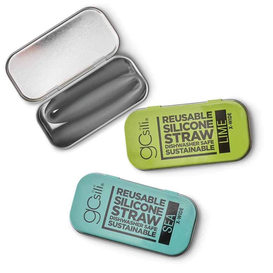 Extra Wide Reusable Silicone Straw and Travel Case, 3pk Public