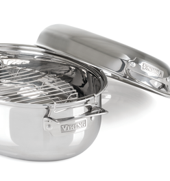 Viking Culinary 3-Ply Stainless Steel Oval Roasting Pan, 8.5 Quart
