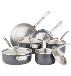 Viking 5-Ply 10-Piece Hard Anodized Stainless Steel Cookware Set with Stainless Lids