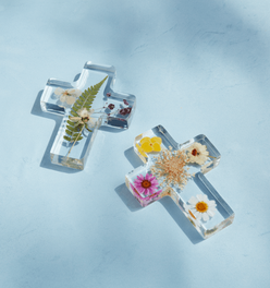 Dried Yellow Flower Resin Cross