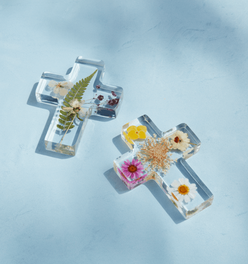 Dried Yellow Flower Resin Cross