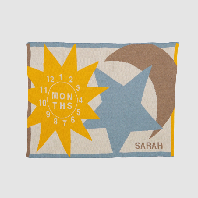 Baby Sun Moon Stars Milestone Personalized Blanket-gallery-46682892566819