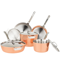 Viking Contemporary 4-Ply Copper Clad 9-Piece Cookware Set with Metal Lids