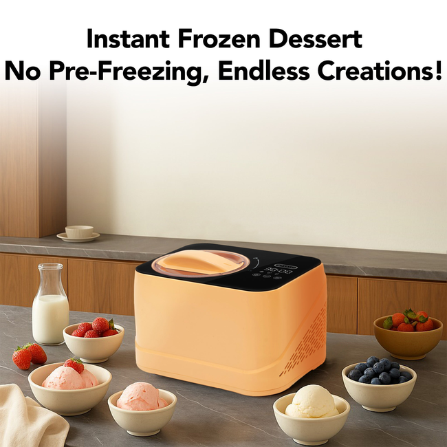 Whynter 0.8 Quart Compact Automatic Ice Cream Maker with Stainless Steel Bowl, Honey Peach ICM-080-H-gallery-45333631533304