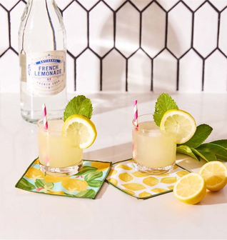 Lemon Blossoms blu Kitchen Reusable Cocktail Napkins Set of 8