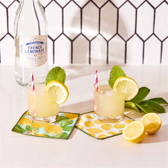 Lemon Blossoms blu Kitchen Reusable Cocktail Napkins Set of 8