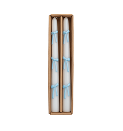 Blue Bow Taper Candle Set