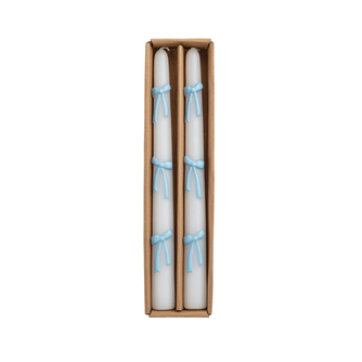 Blue Bow Taper Candle Set