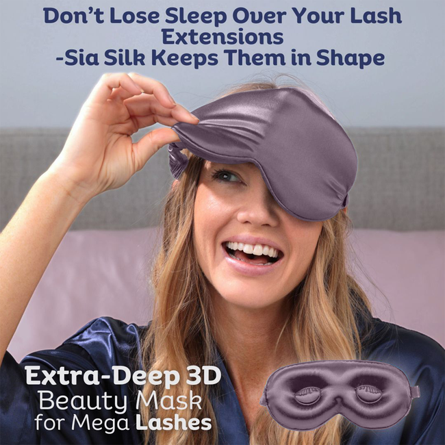 Sia Silk® Sleep Mask with extra deep eye cups for long lashes - Mauve-gallery-41923445293313