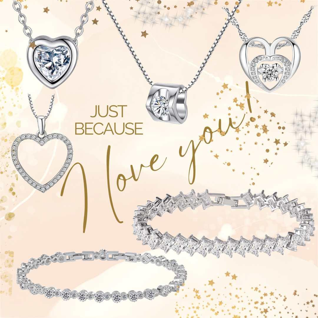 Crystal Heart Necklace with Cubic Zirconia Stones-gallery-30351440609338