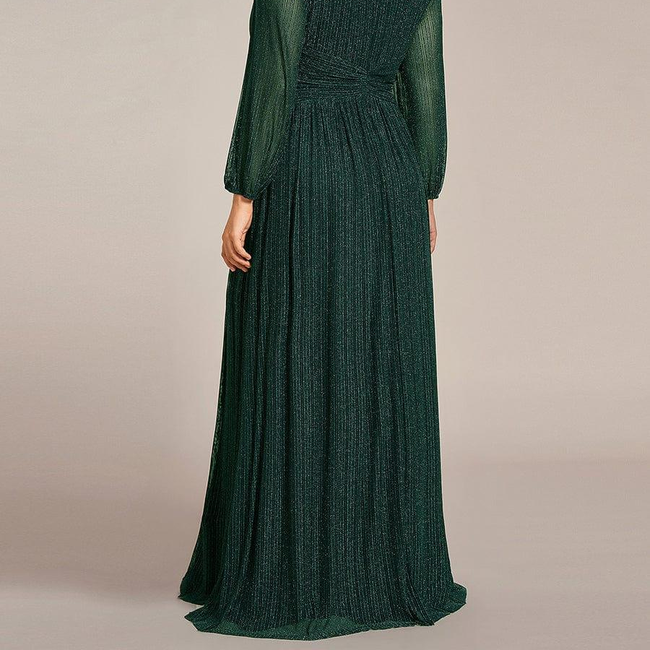 ever BRYM|Glittery Empire Waist Long Lantern Sleeves A-Line Evening Dress-gallery-31058965004362