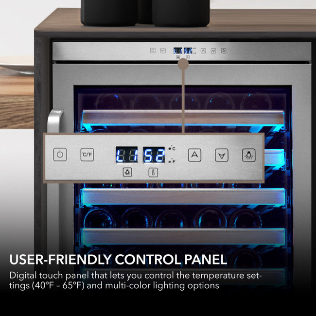 Whynter BWR‑545XS 54‑Bottle Built‑In/Undercounter Wine Refrigerator – Spectrum Lightshow, Stainless -gallery-47957238579448