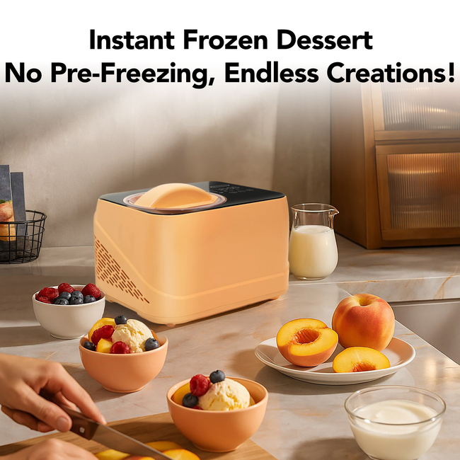 Whynter 0.8 Quart Compact Automatic Ice Cream Maker with Stainless Steel Bowl, Honey Peach ICM-080-H-gallery-45333631795448