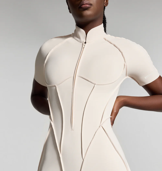 Sleek Shorts Catsuit in Ivory