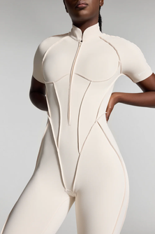 Sleek Shorts Catsuit in Ivory