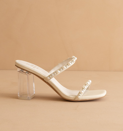 The Mae | Beige Strappy Pearl Heel