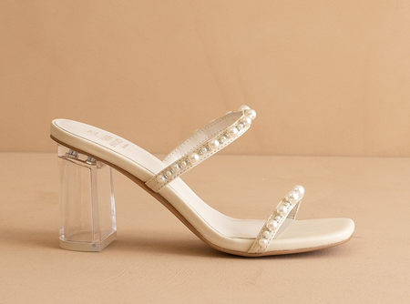 The Mae | Beige Strappy Pearl Heel