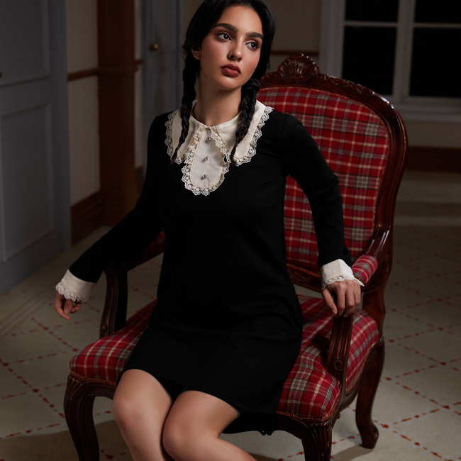 Laced Leaf Shift Dress-gallery-37223067386027