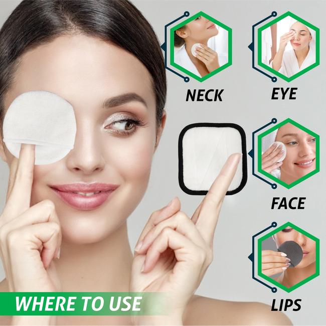 BOONBOO Reusable Make-Up Removal Pads | Facial Rounds for Makeup Removal | 18 Pads + Laundry Bag | B-gallery-29021765533805