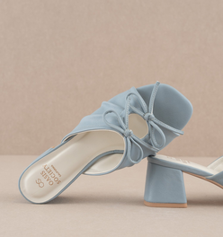 The Emerald | Blue Double Bow Peep Hole Sandal