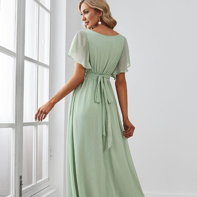 ever LEORA|Flowy Pleated A-Line Chiffon Tie-Waist Bridesmaid Dress-gallery-31317040922698