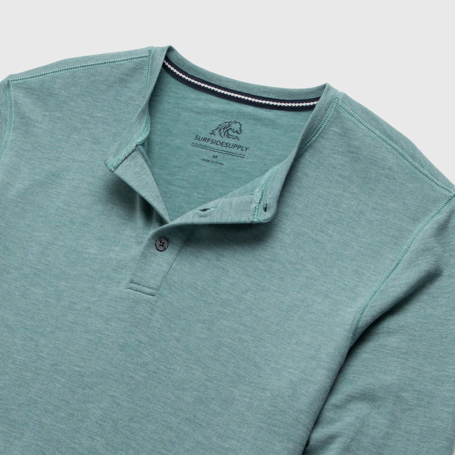 Sean Ultra Soft Classic Henley - Aqua Heather-gallery-44013876150530