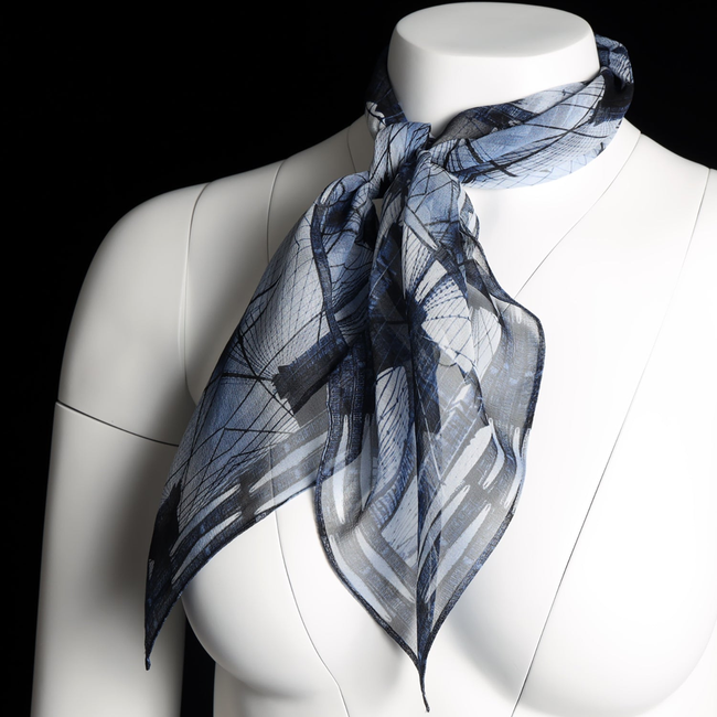 Silk 26 Inch Square Scarf - Brooklyn Bridge - Blue-gallery-53110616949032