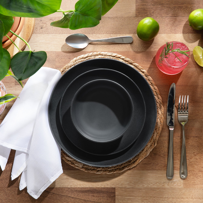 Melamine Modern Essentials Tableware (12-Piece Set, 4 Place Settings)-gallery-53882519519604