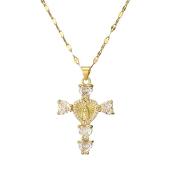 24K Crystal Cross Necklace