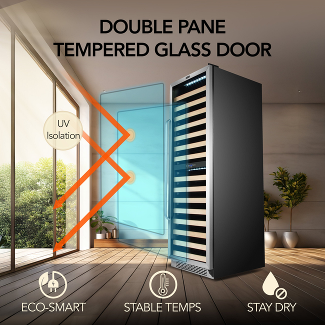 Whynter BWR-1642DZ 24 in. Dual-Zone 164-Bottle Wine Cooler Fridge with Display Rack Built-In Stainle-gallery-48113340973304