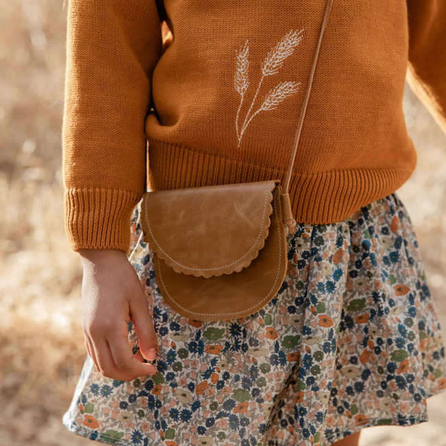 Scalloped Little Kids' Leather Bag in Butterscotch-gallery-15739356414054