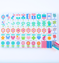 Crystal Prism Pink | Mahjong with Bold Angles and Vibrant Vibes | Clear Top with Colorful Pattern an