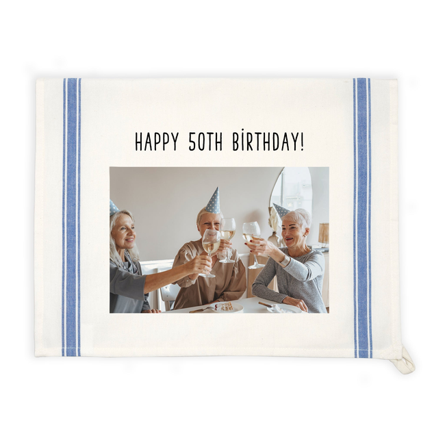 Custom Photo Vintage Blue Stripe Towel-gallery-38233197740255