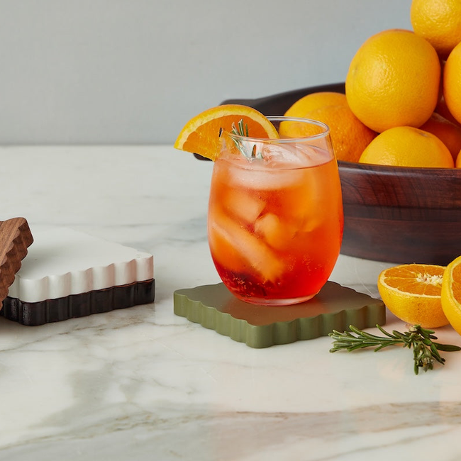 Scalloped Wood Coasters, Square, Vineyard Colors, Set of 4-gallery-46154773561537