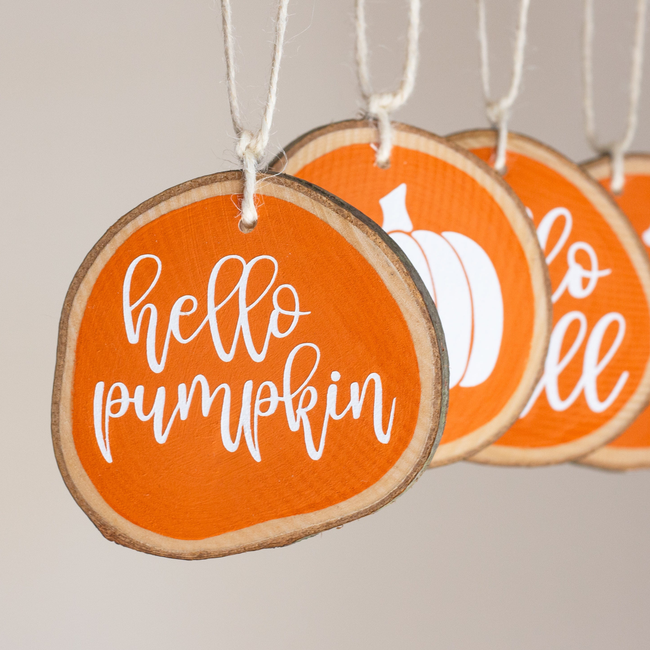 Fall Decor Ornaments Set of 4 - Tiered Tray Decor Halloween Fall Thanksgiving - Orange White Wood Sl-gallery-14526635212870
