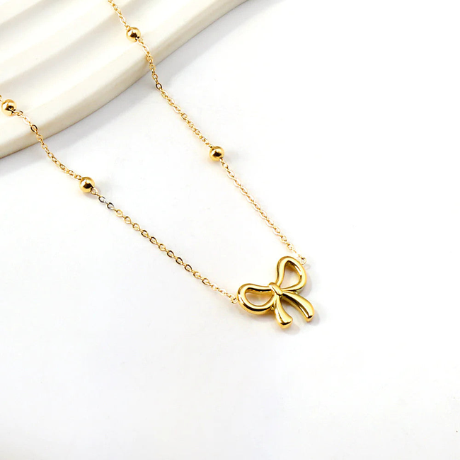 Madeline Bow Gold Necklace-gallery-42474142302458