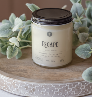 Escape Soy Candle | Bamboo + Coconut Scented Candle 8 oz.
