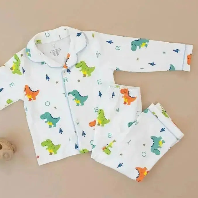 Dino Dreams Print - Cotton Pajamas for Toddlers & Kids (12M–4Y)-gallery-46604602048745