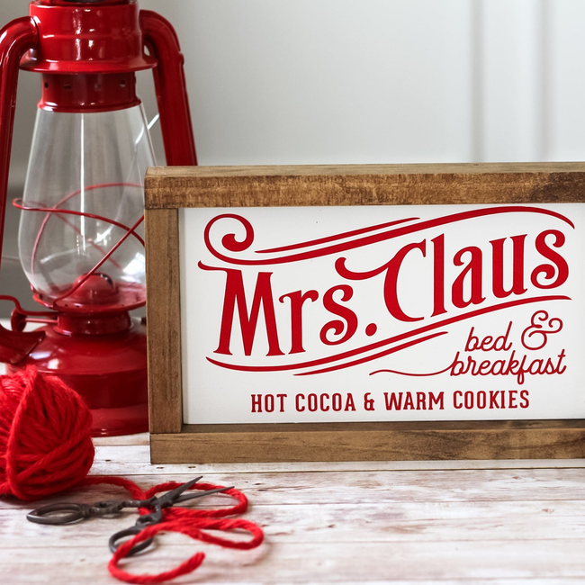 Mrs Claus Bed & Breakfast Wall Sign | Christmas Farmhouse Decor 11x7 inches-gallery-14176448675910