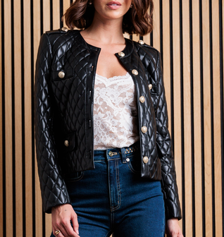Brevel Quilted Vegan Leather Jacket