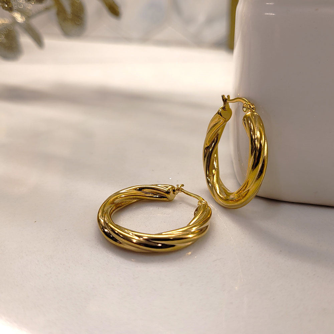 Rippled Hoop Earrings-gallery-42474181296378