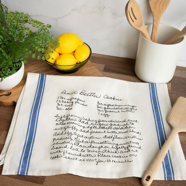 Blue Striped Custom Family Recipe Kitchen Towel-gallery-43744894550239